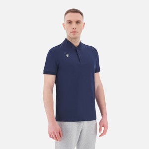 Nisiros Icon bawełniana koszulka polo wyjściowa granatowa